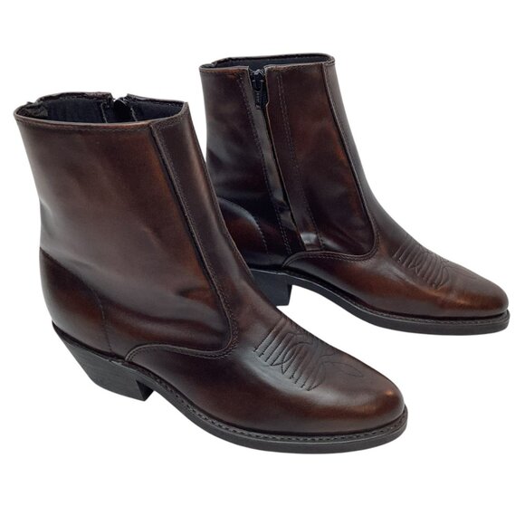 Laredo Fletcher Mens 7EW Western Side Zip Leather Ankle Boots - Picture 7 of 11